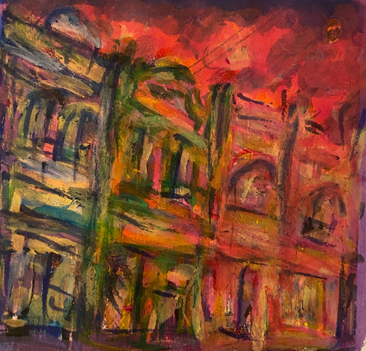 Original Artwork - Sydney Terrace Sunset (Acrylic)
