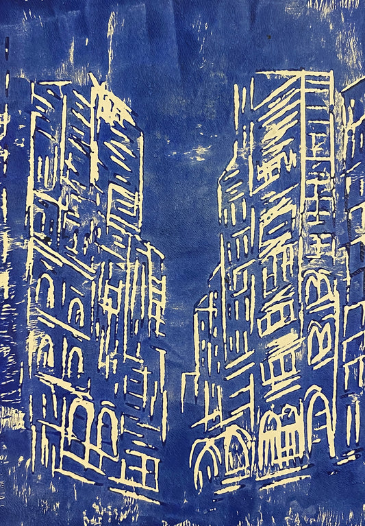 Pitt Street Linoprint (Blue)